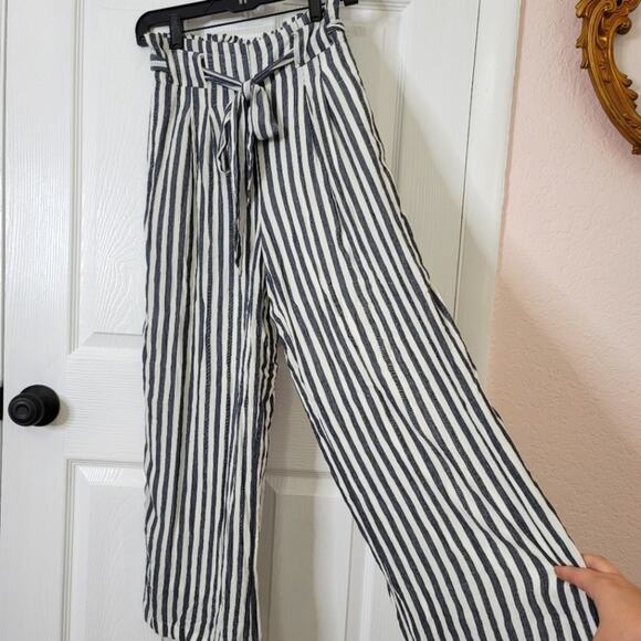 NWT American Eagle Striped Linen Pants Gray and White Size Small - Picture 4 of 8